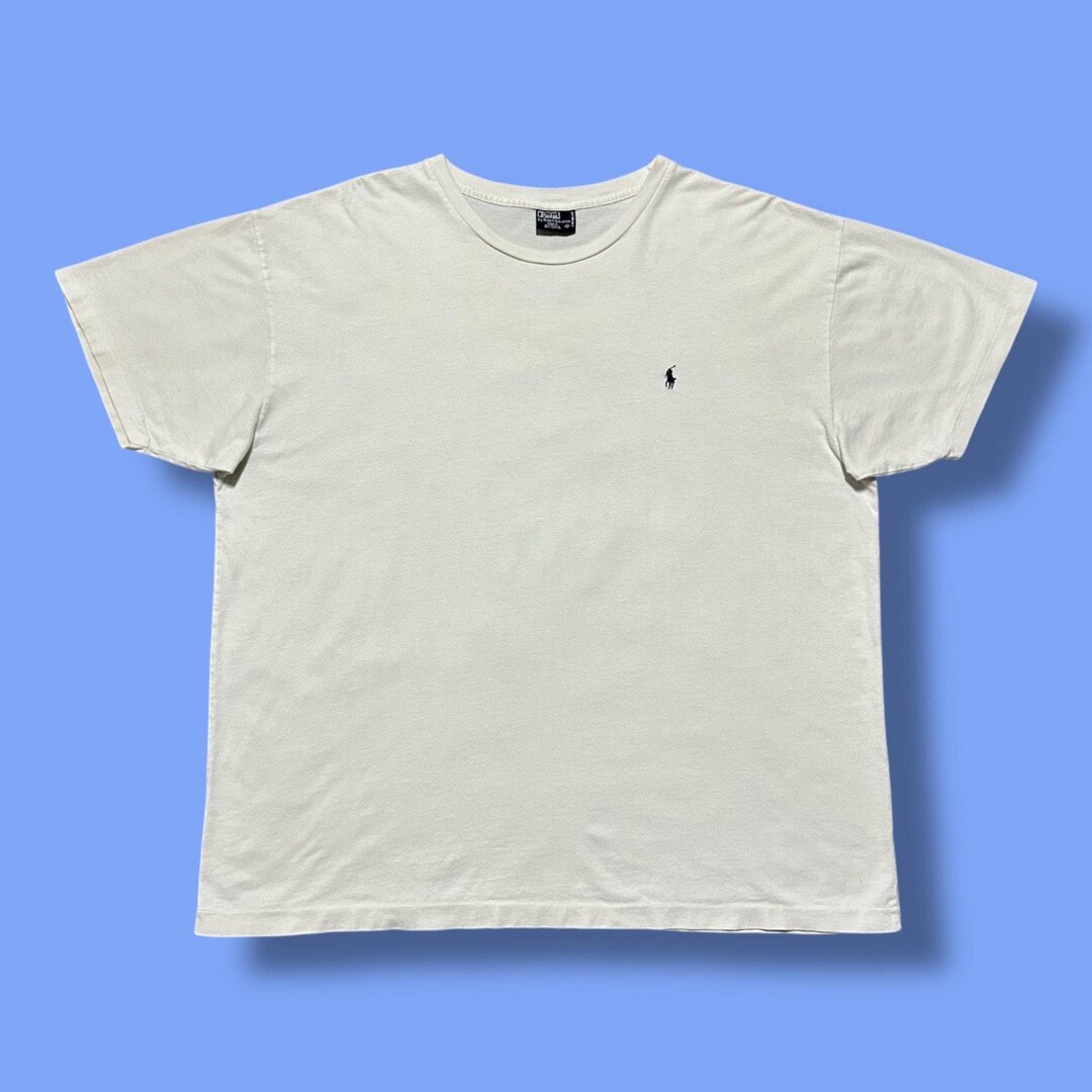 Vintage Polo Ralph Lauren Plain White Tee Blank Shirt 90s Single Stitch ...