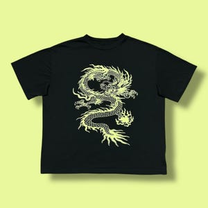 Vintage Chinese Dragon Shirt 80s 90s Graphic Tee Souvenir Black