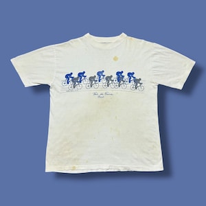 Vintage Thrashed Shirt Tour De France Paris Cycling Graphic Tee 70s 80s M/L