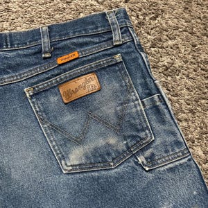 Vintage Wrangler FR Jeans Flame Resistant Dark Blue Distressed Workwear 38x33 image 11
