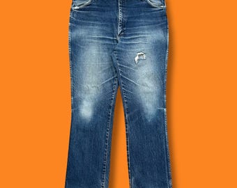 Vintage Wrangler denim jeans vervaagd blauw noodlijdende jaren 90, maat 38 x 32