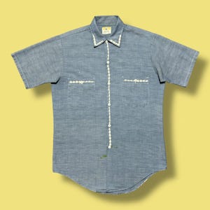 ’80s BIGMAC SHORT SLEEVE CHAMBRAY SHIRT Vintage 1980's Big Mac Chambray Shirt 2XL Blue Short Sleeve