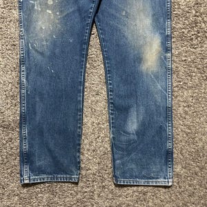 Vintage Wrangler FR Jeans Flame Resistant Dark Blue Distressed Workwear 38x33 image 2