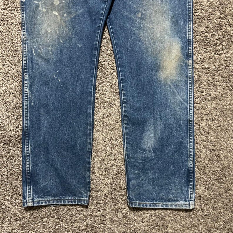 Vintage Wrangler FR Jeans Flame Resistant Dark Blue Distressed Workwear 38x33 image 2