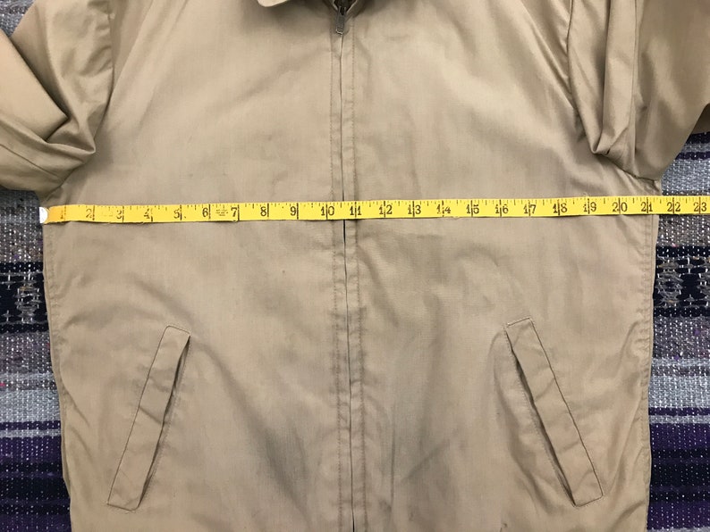 Vintage US Navy Jacket Full Zip Windbreaker Mens 38 Regular Medium 90s Minimalist Military Aesthetic Zip Up Jacket in Beige Tan