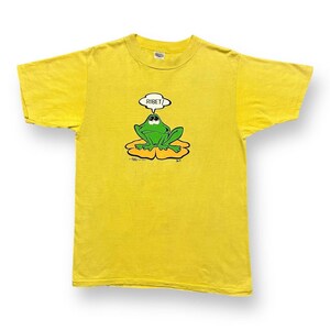 ヴィンテージ 70 年代 クレイジー シャツ 漫画 カエル 1972 グラフィック T シャツ リベット 面白い ユーモア ミディアム