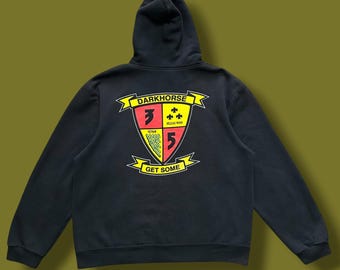 Sudadera con capucha vintage USMC Darkhorse Get Some 3rd Battalion Marines y2k Faded Black