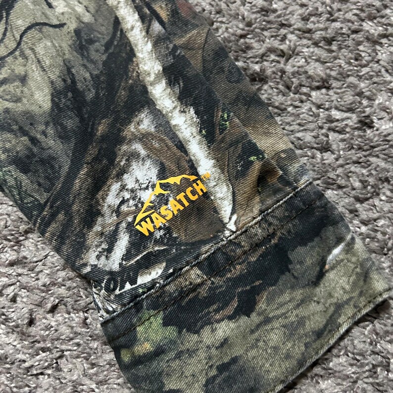 Mossy Oak Button Up Shirt Large Camo Hunting Long Sleeve Browning y2k Wasatch image 3