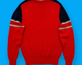 Vintage Meister Wool Sweater Crewneck Pullover 70s 80s Distressed Red Size Small