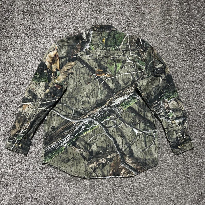 Mossy Oak Button Up Shirt Large Camo Hunting Long Sleeve Browning y2k Wasatch image 9