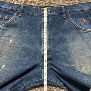 Vintage Wrangler FR Jeans Flame Resistant Dark Blue Distressed Workwear 38x33 image 7
