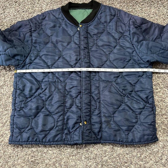Vintage 70s Bomber Jacket Quilted Nylon Full Zip Navy Blue