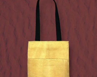 Handmade Canvas Tote Bag Vintage Upcycled Canvas Work Jacket 16" Beige Tan