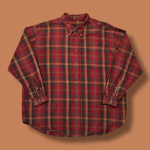 Vintage Flannel Shirt Plaid Check Long Sleeve Button Down 90s y2k Cotton 2X/3X