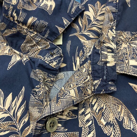 Vintage Hawaiian Shirt Floral Leaf Print Geometri… - image 5
