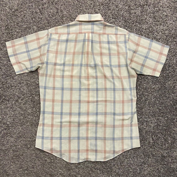 Vtg Plaid Button Down Shirt 70s 80s Lightweight C… - image 4