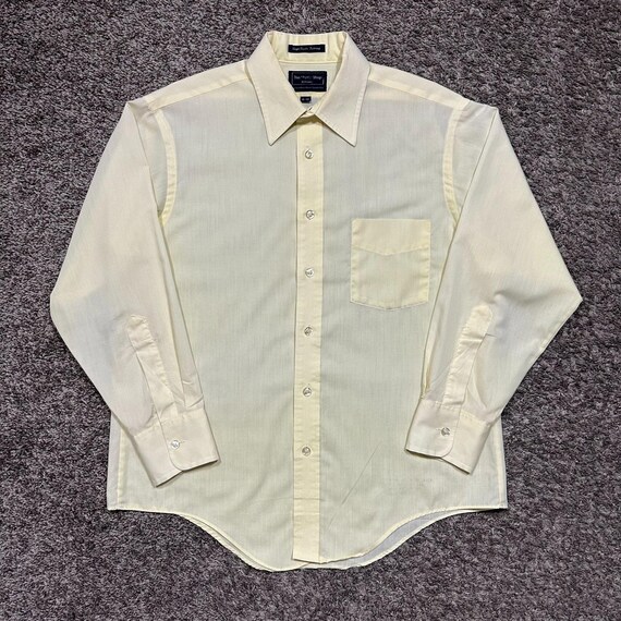 Vintage 80s Dress Shirt Button Up Long Sleeve JCPenney Sheer Cream Yellow Large Vintage 80s Dress Shirt Button Up Long Sleeve JCPenney Sheer Cream Yellow Large