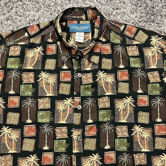 Vintage Hawaiian Shirt Geometric Aloha Palm Tree … - image 2