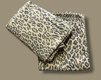 Vintage Ralph Lauren Königin Bettwäsche Leopard Gepard Aragon Tierdruck Flach Ausgestattet Made in den USA