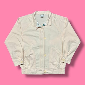 Vintage jaren 80 jas pastelroze parka met volledige ritssluiting lichtgewicht katoen medium