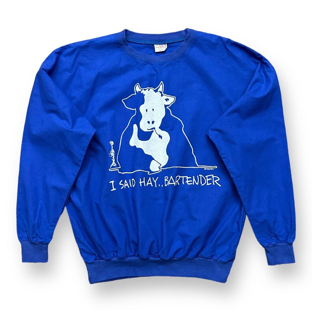 Vintage 90s Crazy Shirts Long Sleeve Tee Funny Cow Bartender Etsy