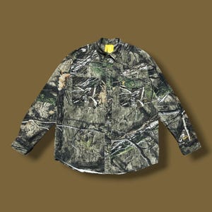 Mossy Oak Button Up Shirt Large Camo Hunting Long Sleeve Browning y2k Wasatch image 1