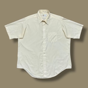Camicia vintage anni &#39;70 con bottoni, minimalista, a maniche corte, con colletto, leggera, taglia XL