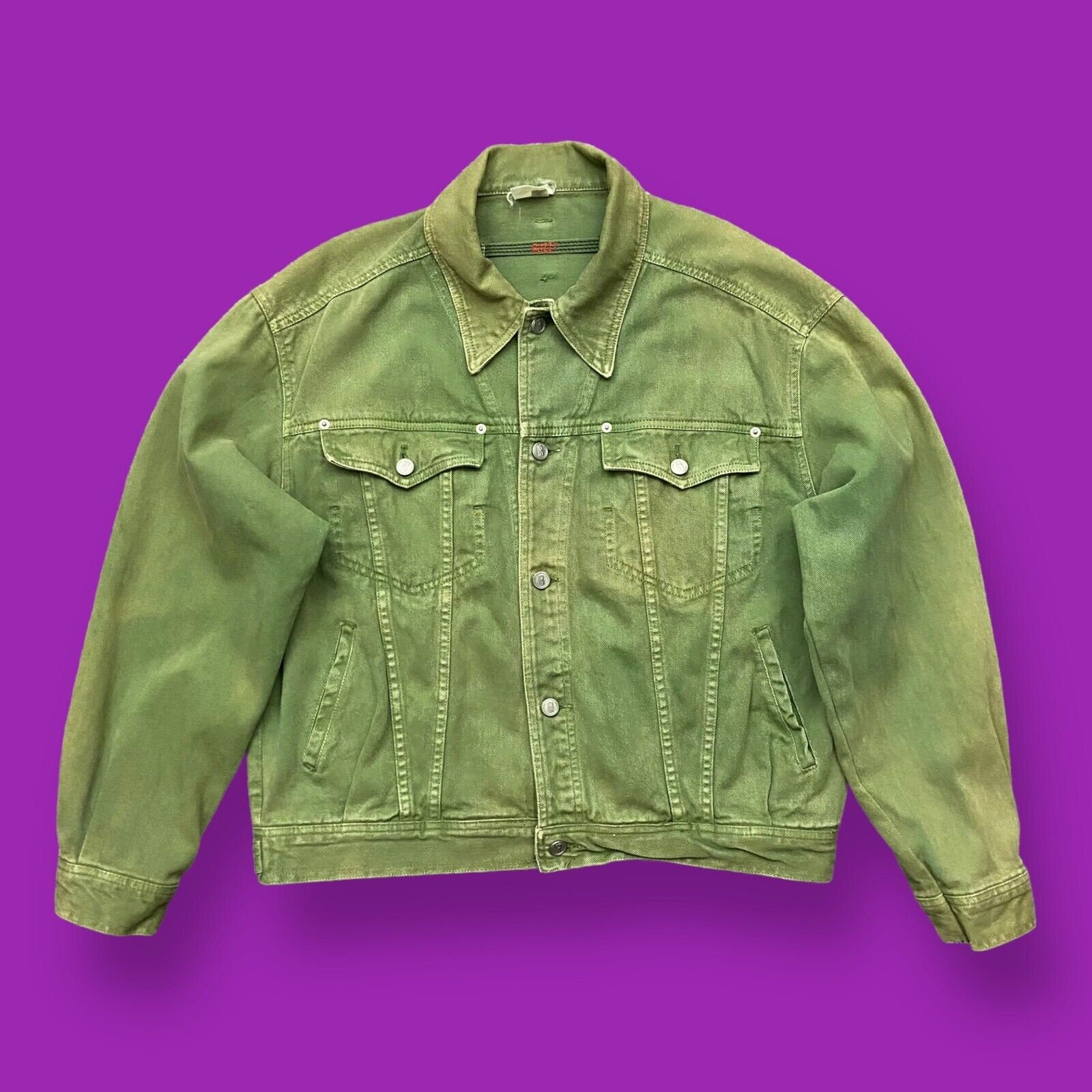 Vintage Sun Faded Denim Jacket Light Green Mens Medium 90s - Etsy