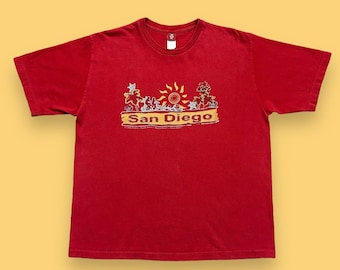 Vintage San Diego Shirt 90s y2k Souvenir Graphic Tee Cotton Faded Red Large