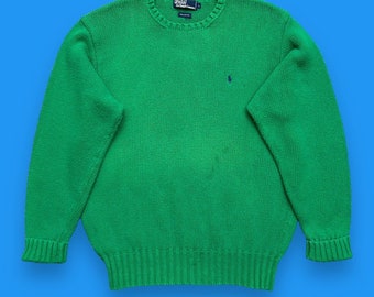 Vintage Polo Ralph Lauren Sweater Crewneck Pullover 80s Cotton Knit Jumper Large