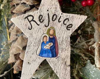 RUSTIC NATIVITY STAR ornament