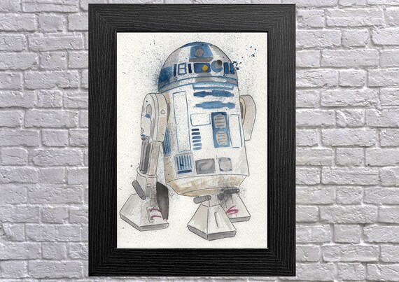 Multi Star Wars Watercolor R2-D2 Floral