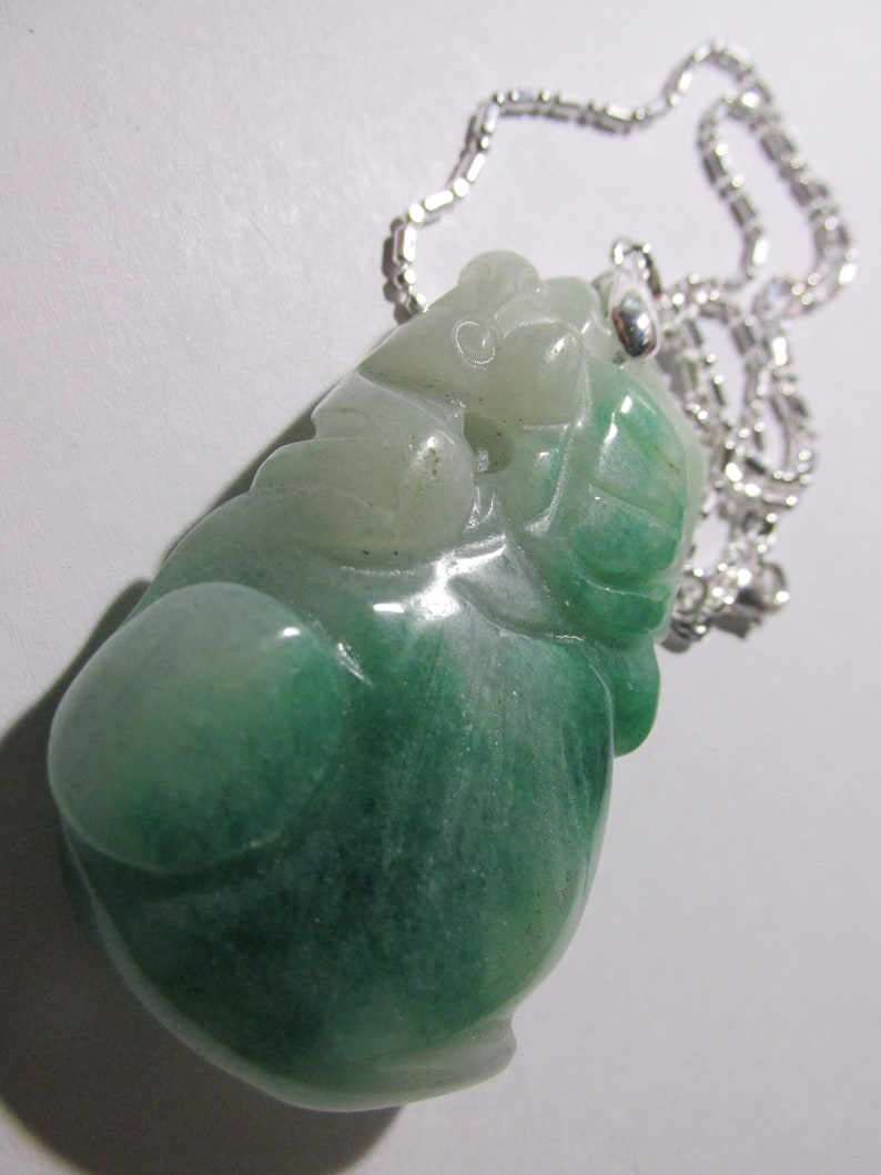 Carved Chinese Green-white Jade Pendant of Squash and Chinese - Etsy