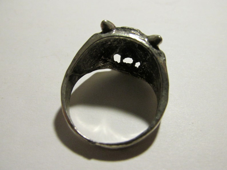 Silver Tone Lion Head Unisex Finger Ring Size 9.5