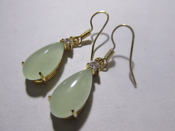 Green jade hotsell earrings teardrop