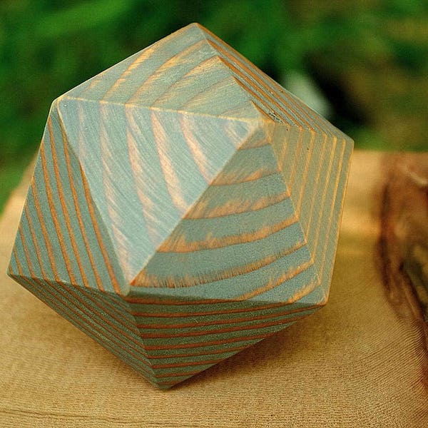 Solid Wood Icosahedron (d20), small