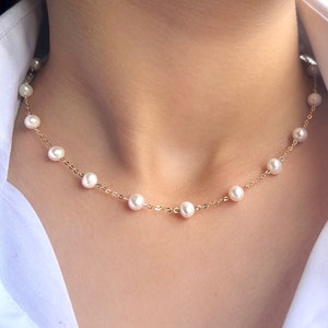 PEARLS | Bridal | Wedding | Birthday | Gift | Handmade | Pearl Necklace, Beaded necklace, 14k Rose, Gold Filled, Sterling Silver CHRISTMAS