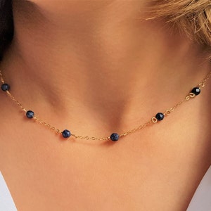 SAPPHIRE September birthstone | Bridal | Wedding | Birthday | Gift | Handmade | Necklace Choker Adjustable | 14k Rose, Gold filled | Silver