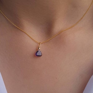 AMETHYST - Trilliant Pendant Necklace | Bridal | Wedding | Birthday | Gift | Bespoke | Handmade | Rose, gold filled | Sterling silver
