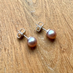 PEARL Pink - Post Stud Earrings | Bridal | Wedding | Birthday | Gift | Handmade |14k Gold filled