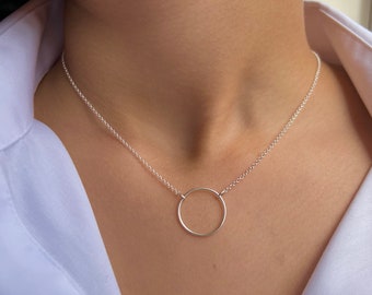 Circle of life Infinity Eternity Sterling silver Gold-filled necklace choker with adjustable length minimal dainty bridal birthday VALENTINE