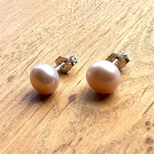 PINK PEARLS Post Stud Earrings | Bridal | Wedding | Birthday | Gift | Handmade | 14k Gold filled | Sterling silver