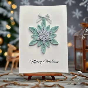 Handmade Christmas Card, Quilled Card, Handmade Gift, Snowflakes, Blue&White Christmas Card, Greeting Card