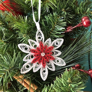 Christmas Snowflake Ornament – Handmade Quilled Double-Sided Tree Decoration, Gift-Ready