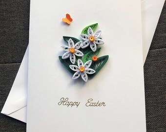 Easter Card, Daffodils Handmade Easter Gift, 3D Greeting Card, Quilled Easter Card, Easter Card,