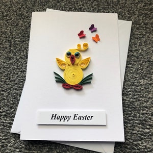 Carte de Pâques, Cadeau de Pâques fait main, Carte de voeux 3D, Carte de Pâques piquante, Carte de Pâques, Poussin dans l'herbe
