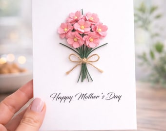 3D Mother's Day Card, Handmade Flowers Daisy Bouquet
