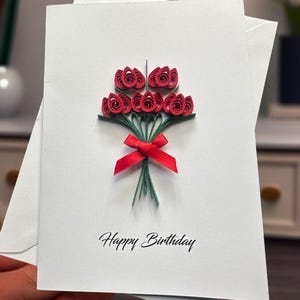 Carte d'anniversaire faite main, bouquet de fleurs piquants 3D, tulipes pour elle, cadeau d'anniversaire unique, carte de voeux, cadeau d'anniversaire, Saint-Valentin