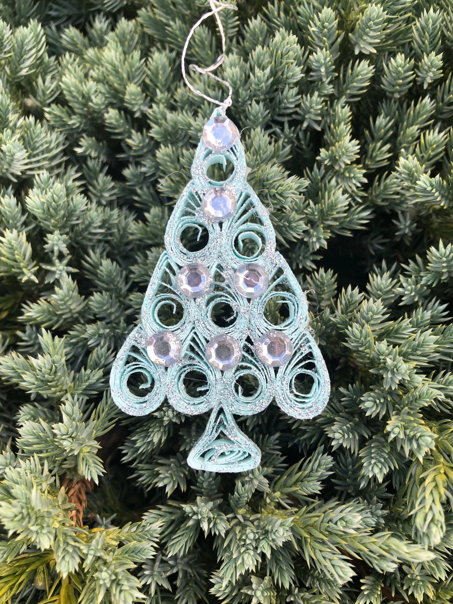 Set of 12 Christmas Ornaments Light Blue Handmade Etsy