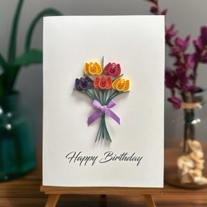Handmade Quilled Flower Card: 3D Birthday Bouquet